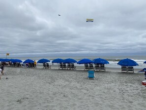 Sun-loungers, beach towels