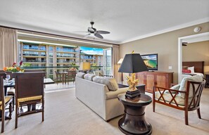 TV, DVD player, stereo