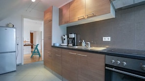 Fridge, microwave, oven, highchair