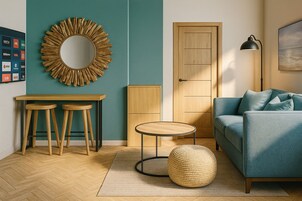 One Bedroom Apartment with Hot Tub | Living area | 40-inch LCD TV with digital channels, TV