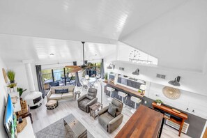 Smart TV, fireplace, smart speakers, offices