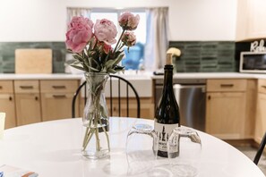Wine and flowers will await your arrival.  🥂 