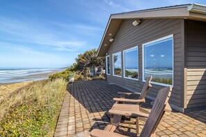 Terrace/patio - Ocean Front with Beautiful Views! Miles of Sandy Beach! (Seal Rock)