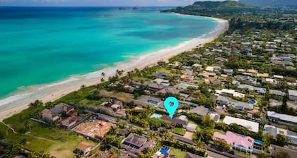 ★ Amazing ★ Kailua Bliss Beach House ★ Pool! Game Room! 1 House from the Beach