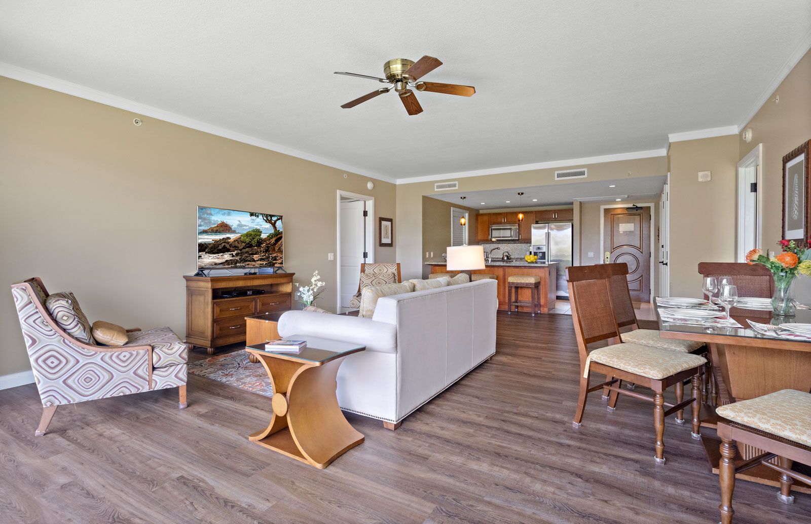 TV, DVD player, stereo