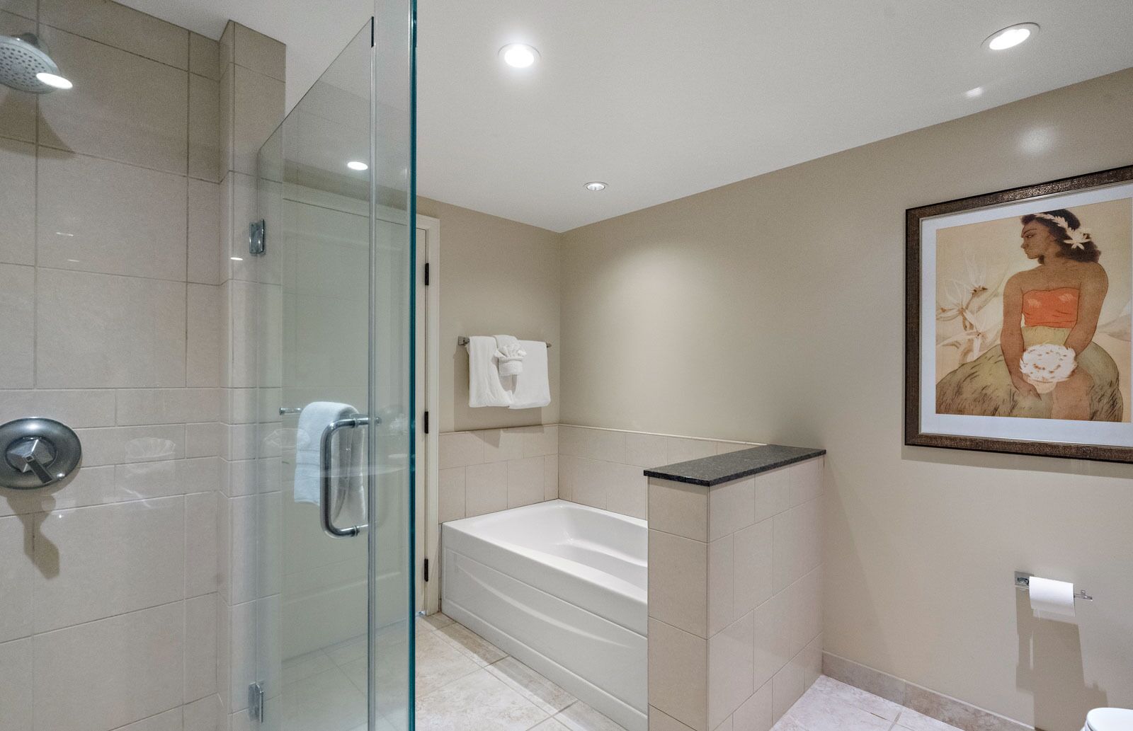 Bathtub, hair dryer, towels