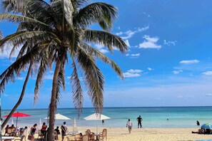 Playa en los alrededores y toallas de playa