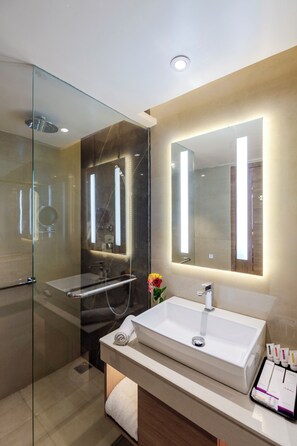 Business Class Room | Baño | Ducha y cabezal de ducha tipo lluvia