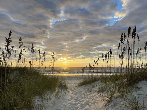 On the beach, beach towels