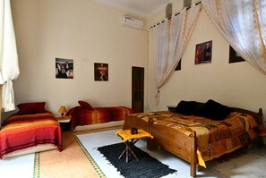 1 bedroom, desk, iron/ironing board, travel cot