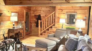 Smart TV, fireplace, foosball, table tennis