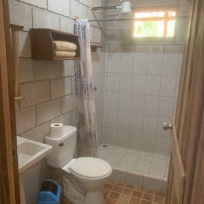 Shower, towels, soap, toilet paper - A rustic lodge surrounded by gardens, in a jungle setting - double Room 1 (Provincia de Guanacaste)