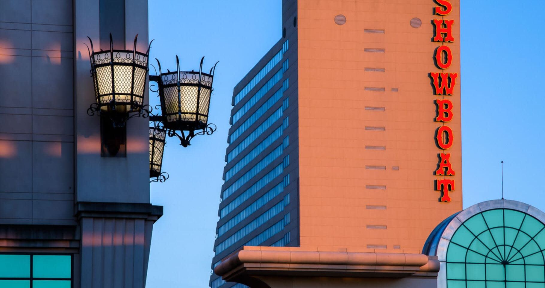 A building with a large sign reading "SHOWBOAT."