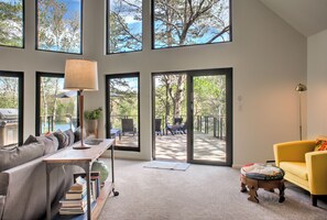 TV, fireplace, DVD player, books