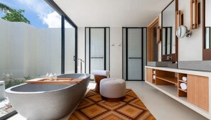 Sunrise Beach Villa with Private Pool | Bathroom | Separate bathtub and shower, rainfall showerhead, free toiletries