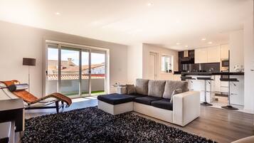 Smart TV, fireplace, DVD player, books