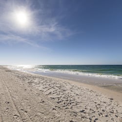 On the beach, white sand