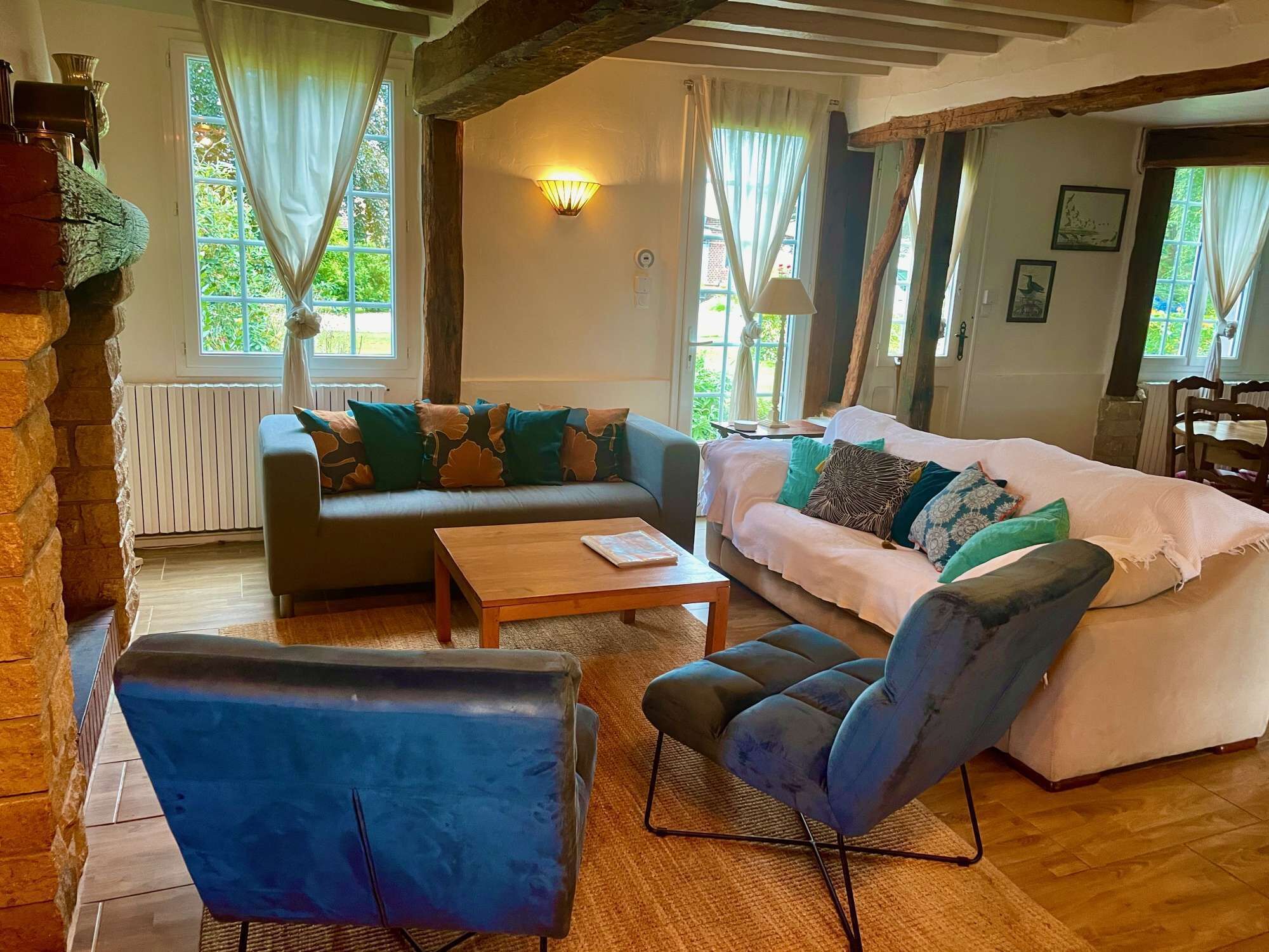 Cheminée, jeux vidéo, lecteur de DVD, baby-foot