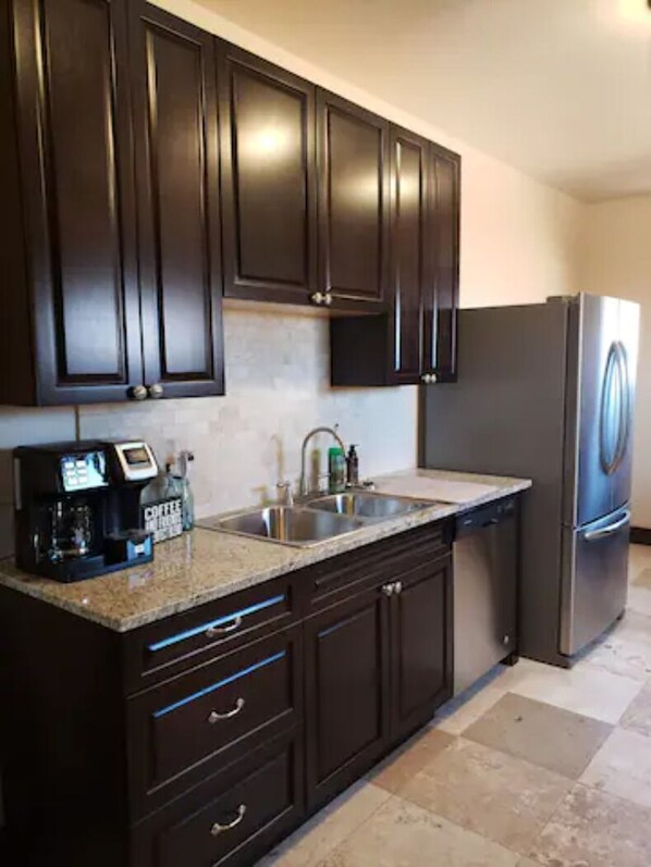 Fridge, microwave, oven, stovetop - Finicum Ranch-LV Bar Ranch Bunkhouse (Cane Beds)