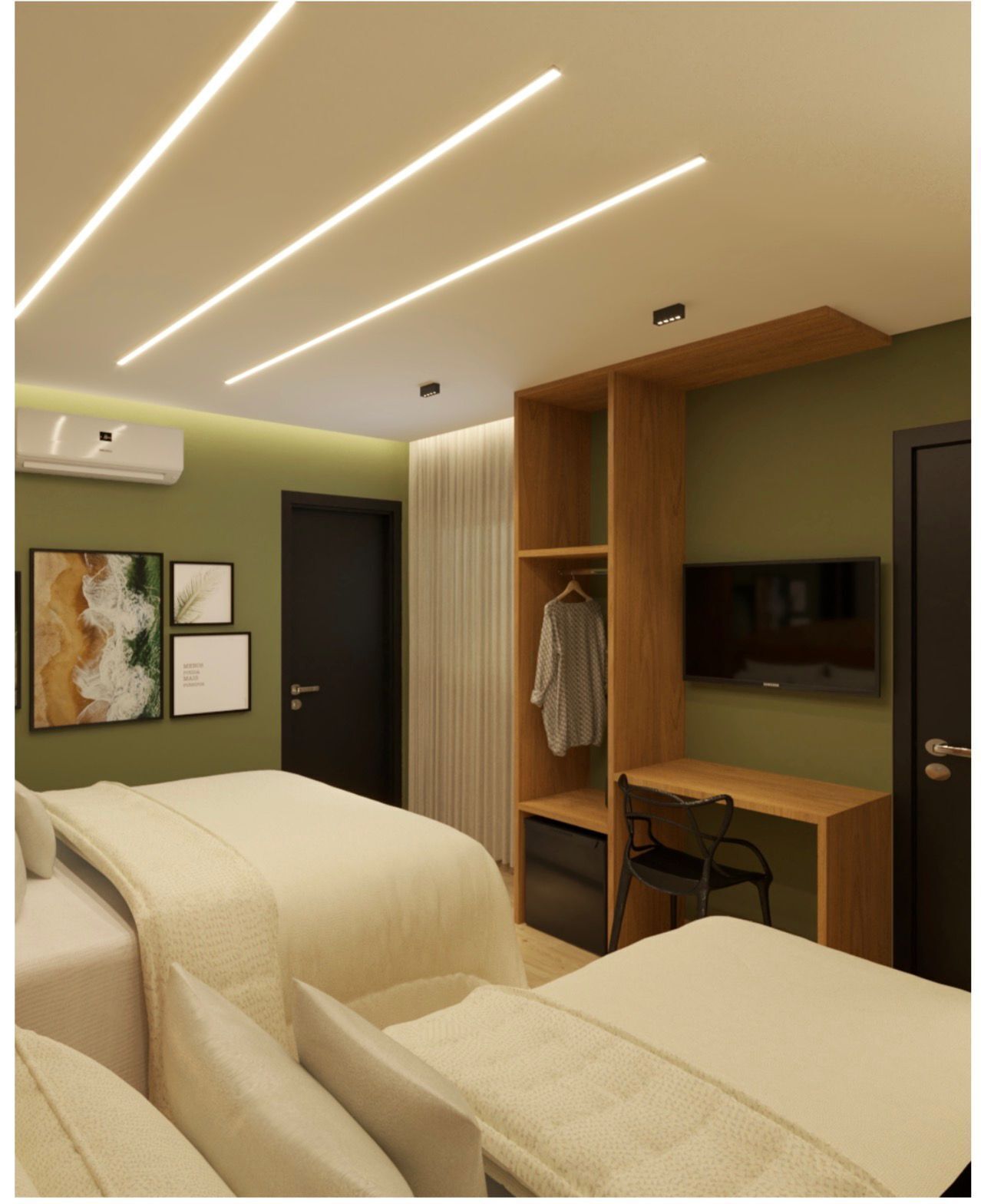 Exclusive Room | Peralatan tempat tidur premium, busa memori, bar mini 