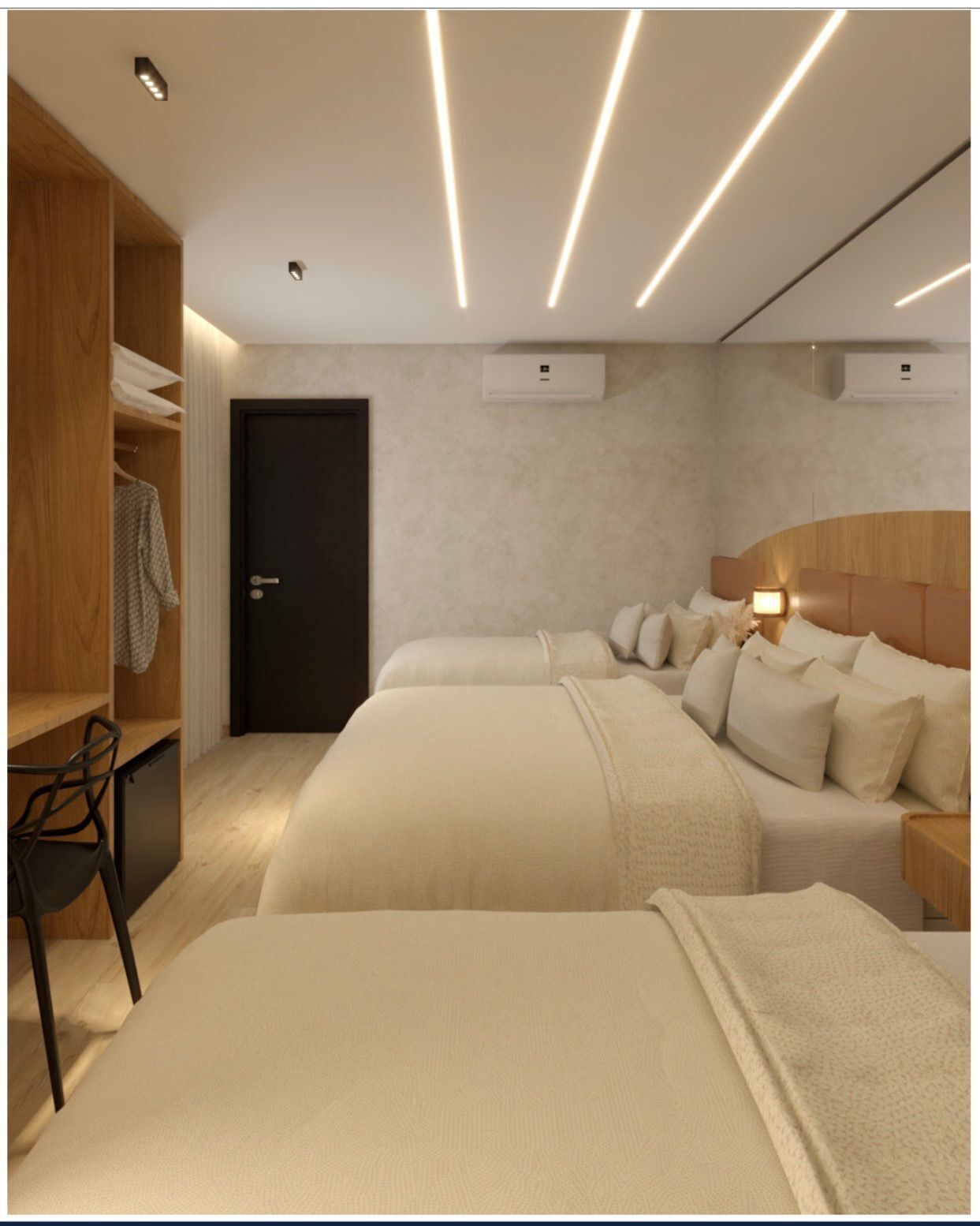 Exclusive Room | Peralatan tempat tidur premium, busa memori, bar mini 