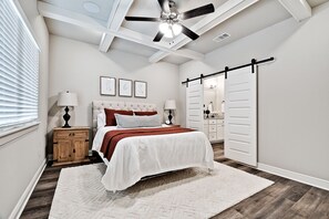 3 bedrooms, memory-foam beds, desk, iron/ironing board