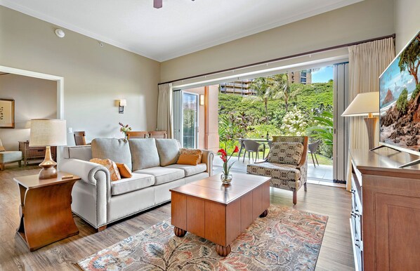 TV, DVD player, stereo