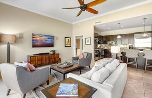 TV, DVD player, stereo