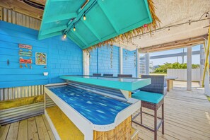 Outdoor dining - Soundside Home w/ Private Pool, Game Room, Basketball, and Nearby Beach Access (Avon)