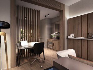 Suite presidencial, 1 cama de matrimonio grande | 1 dormitorio, minibar, caja fuerte y cortinas opacas