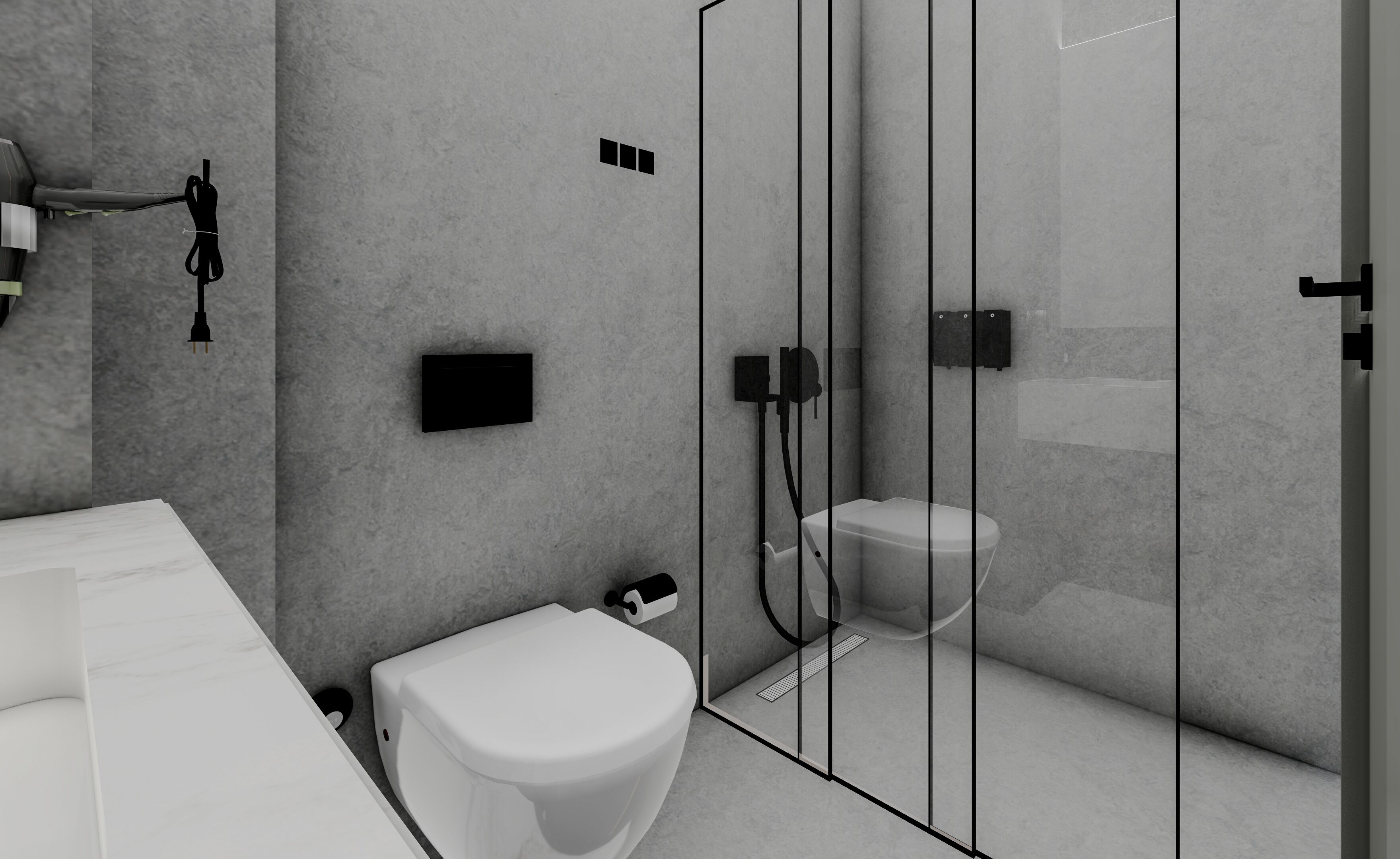 shower, free toiletries, hair dryer, slippers