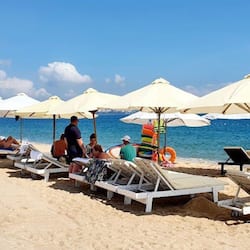 Private beach nearby, white sand
