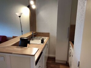 Fridge, microwave, coffee/tea maker