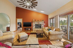 TV, fireplace, DVD player, table football