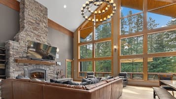 Smart TV, fireplace, foosball, table tennis