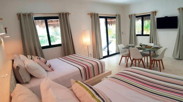 1 غرفة نوم وخزنة داخل الغرفة وواي فاي مجانًا وملاءات أسرّة