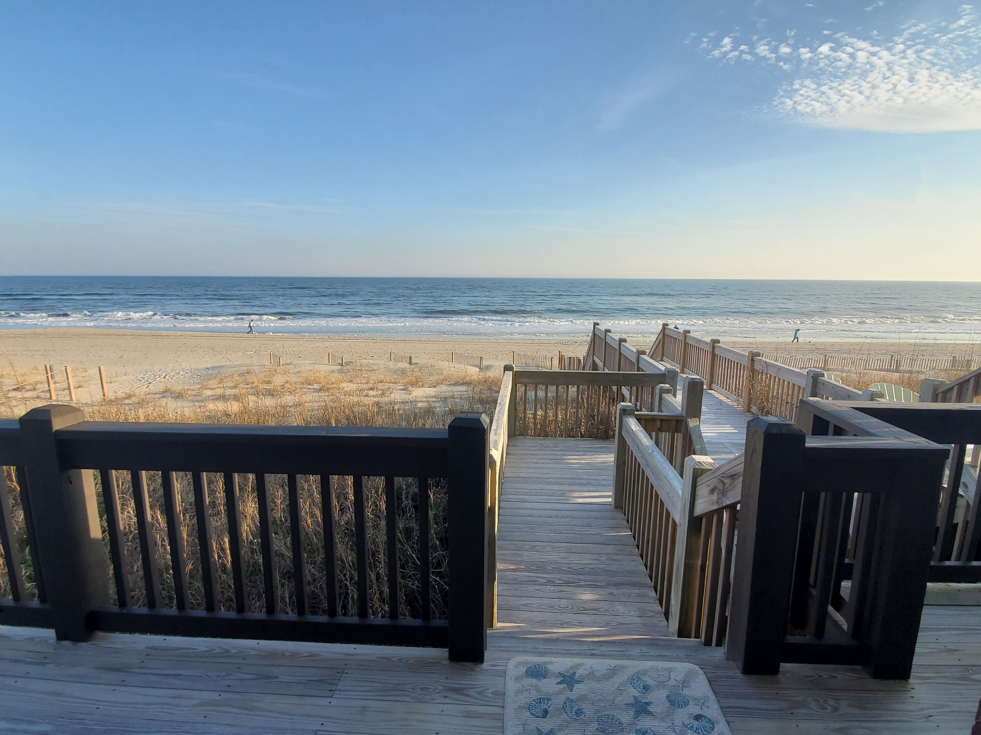 On the beach, sun loungers