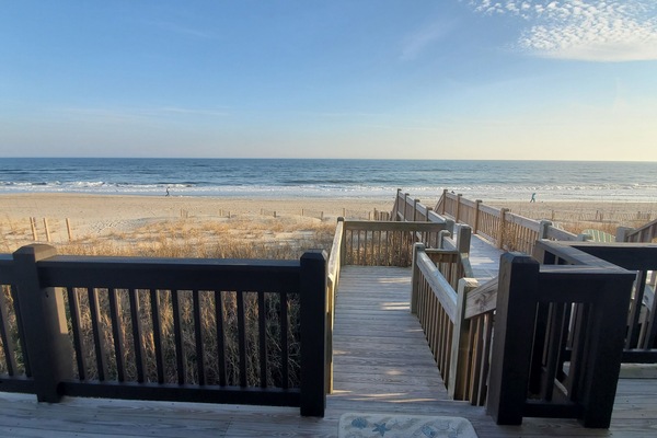 On the beach, sun loungers