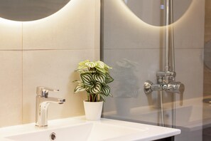 Dusche, Haartrockner, Handtücher