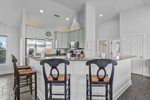 Fridge, microwave, oven, stovetop - Semi-Oceanfront Home w/ Private Pool, Hot Tub, Game Room, and Home Theater (Avon)