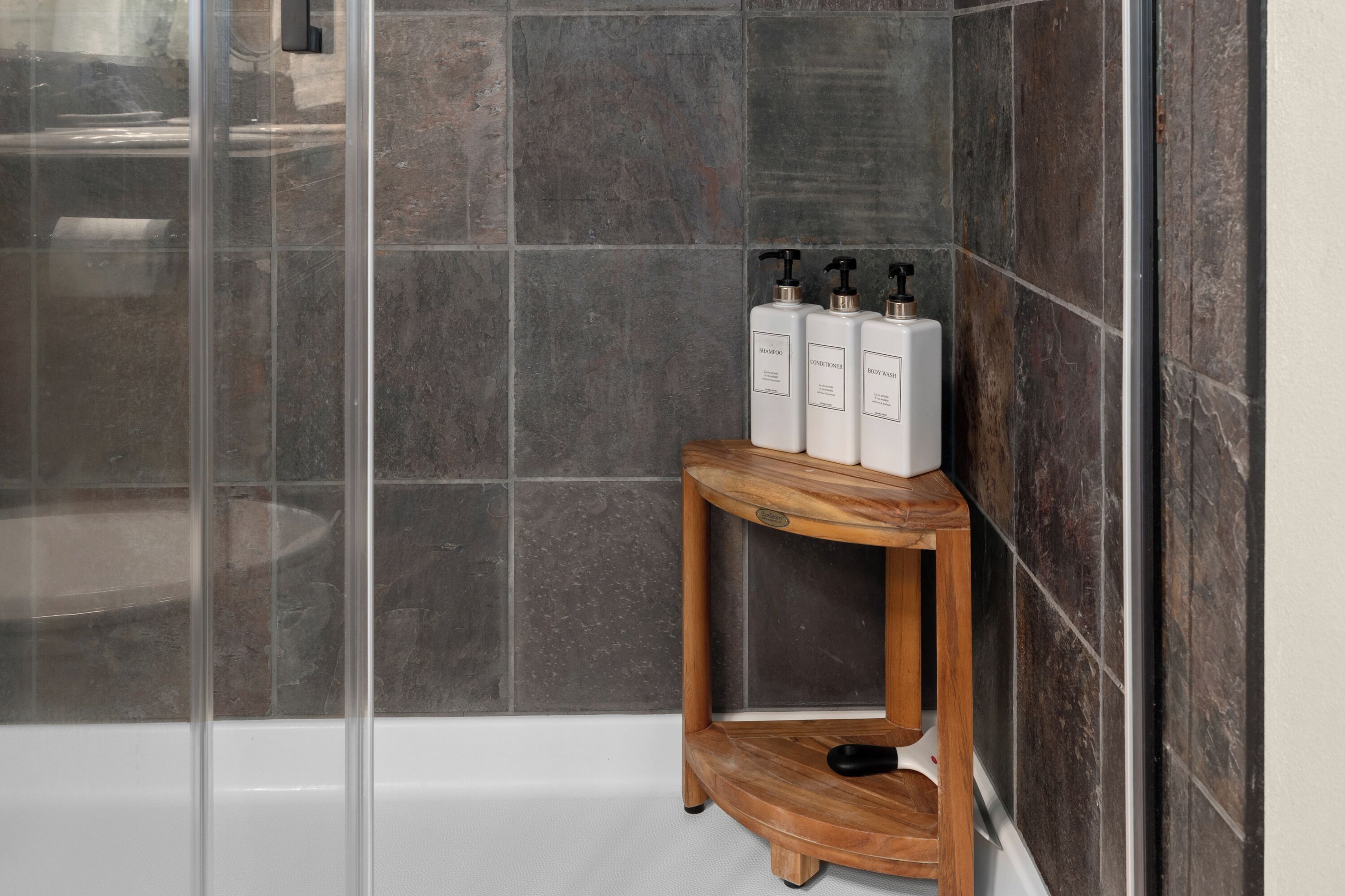 Shampoo, Conditioner, & Body Wash provided.