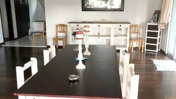 Villa | Private kitchen | Fridge, microwave, oven, stovetop