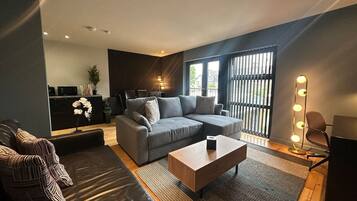 Una televisión, un reproductor estéreo