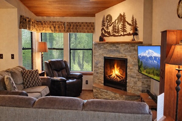 Fernseher, Kamin, DVD-Player