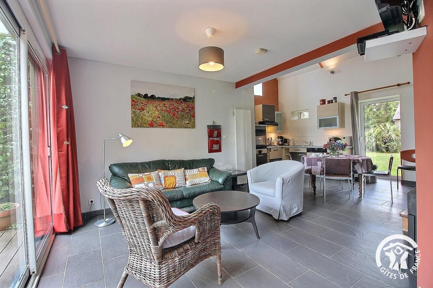 Télévision, cheminée, livres, chaîne hi-fi