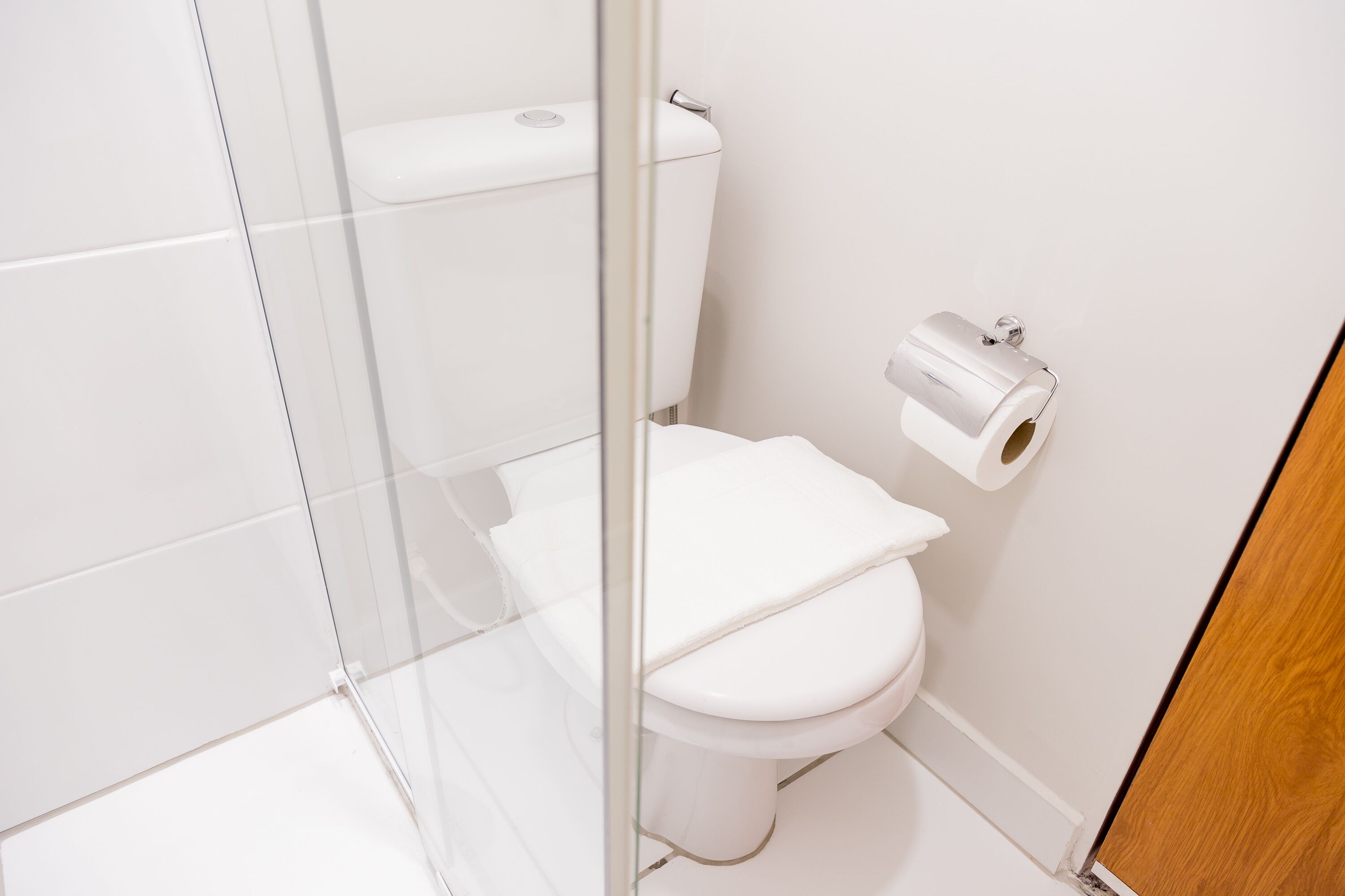 shower, towels, soap, shampoo