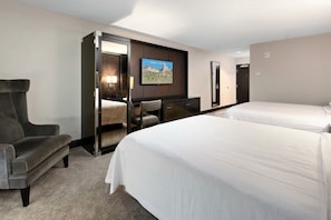 Deluxe Room, 2 Queen Beds | Desk, laptop workspace, blackout drapes, iron/ironing board