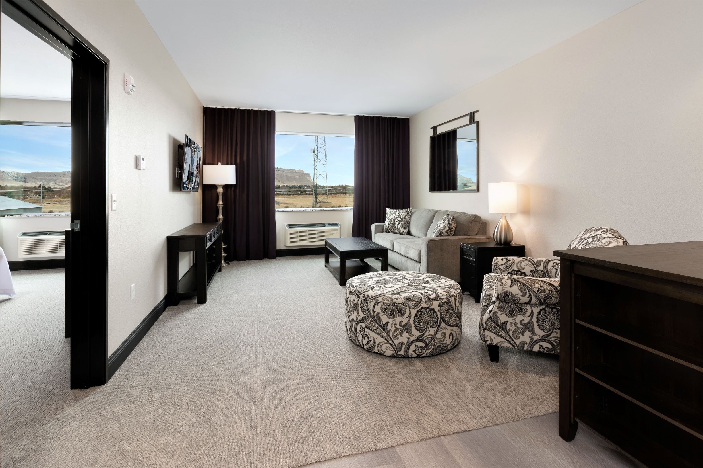 elite suite, 1 king bed with sofa bed | living area | 48-inch led tv with satellite channels, tv