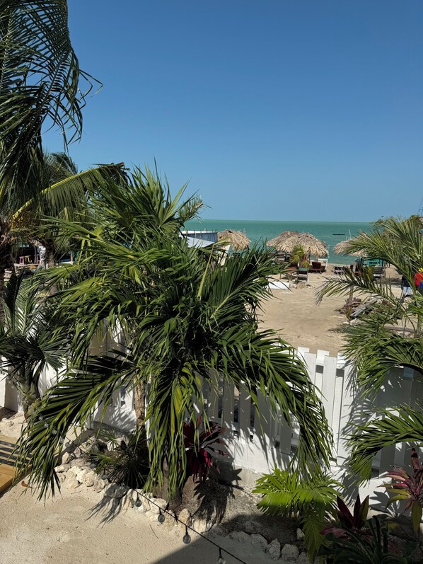 On the beach, beach towels