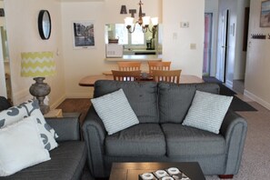 TV, fireplace - Well Appointed & Updated condo, Outside heated pool, Lovely patio (Cedar)